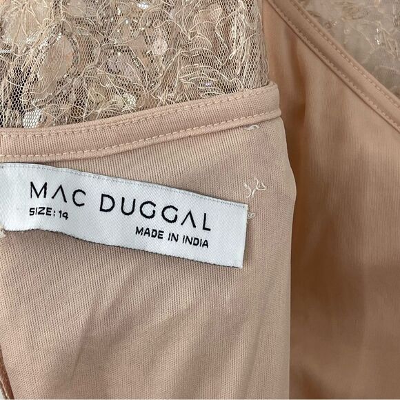 Mac Duggal 5500 Size 14 Floral Embellished Bateau Neck Formal Gown, Nude Silver - Picture 11 of 15